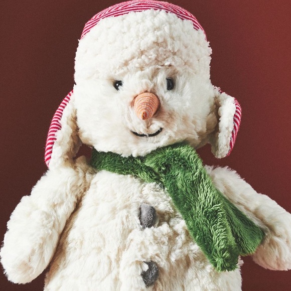 Anthropologie Snowfall Snowman Stuffed Animal stuffie - Picture 2 of 6